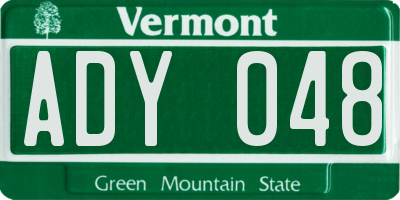 VT license plate ADY048