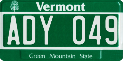 VT license plate ADY049