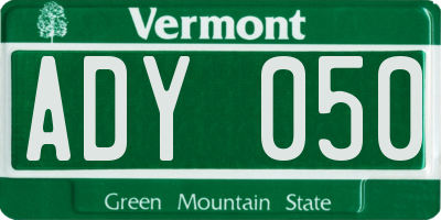 VT license plate ADY050