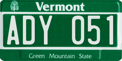 VT license plate ADY051