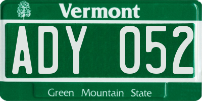 VT license plate ADY052