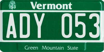VT license plate ADY053