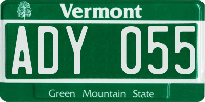 VT license plate ADY055