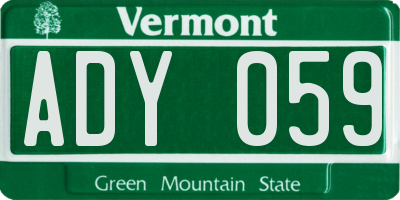 VT license plate ADY059