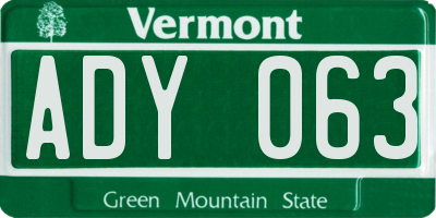 VT license plate ADY063