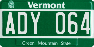 VT license plate ADY064