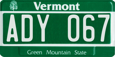 VT license plate ADY067