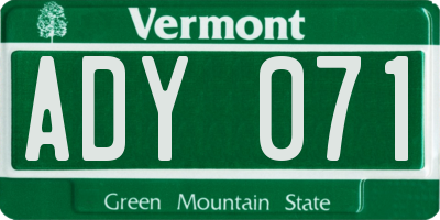 VT license plate ADY071