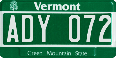 VT license plate ADY072