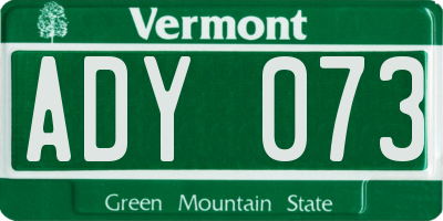 VT license plate ADY073