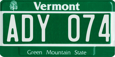 VT license plate ADY074