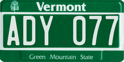 VT license plate ADY077