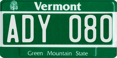 VT license plate ADY080