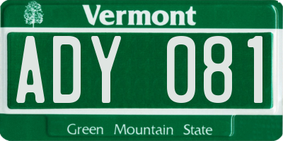VT license plate ADY081
