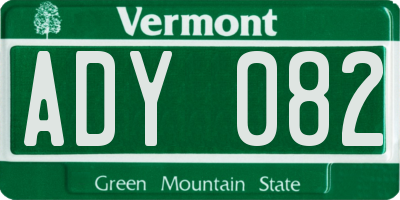 VT license plate ADY082