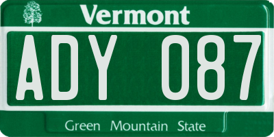 VT license plate ADY087