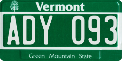 VT license plate ADY093