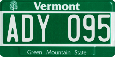 VT license plate ADY095