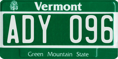 VT license plate ADY096