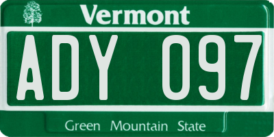 VT license plate ADY097