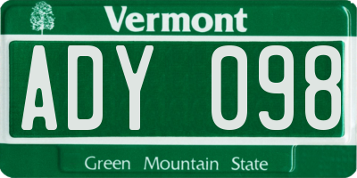 VT license plate ADY098