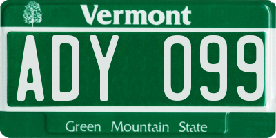 VT license plate ADY099
