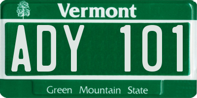 VT license plate ADY101