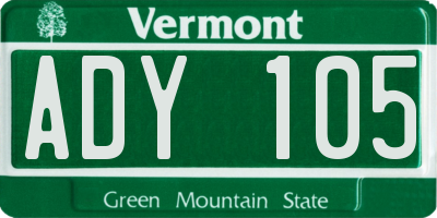 VT license plate ADY105