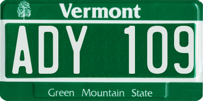 VT license plate ADY109