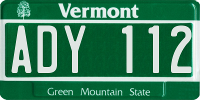 VT license plate ADY112