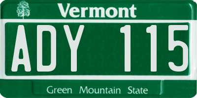 VT license plate ADY115