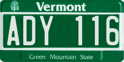 VT license plate ADY116