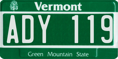 VT license plate ADY119