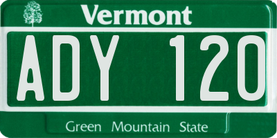VT license plate ADY120