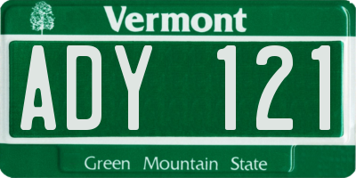 VT license plate ADY121