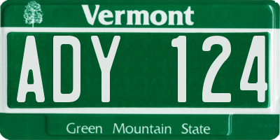 VT license plate ADY124