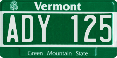 VT license plate ADY125