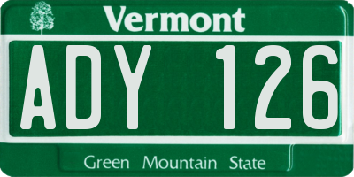VT license plate ADY126