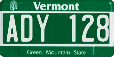 VT license plate ADY128