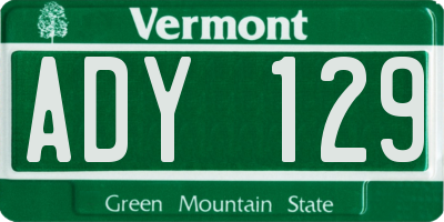 VT license plate ADY129