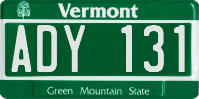 VT license plate ADY131