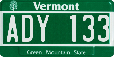 VT license plate ADY133