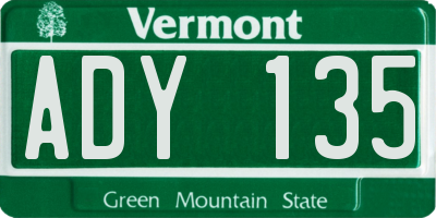 VT license plate ADY135