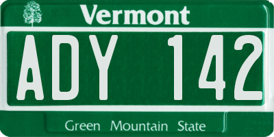 VT license plate ADY142