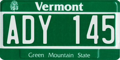 VT license plate ADY145