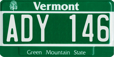 VT license plate ADY146