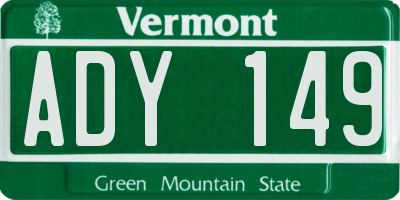 VT license plate ADY149