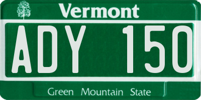 VT license plate ADY150