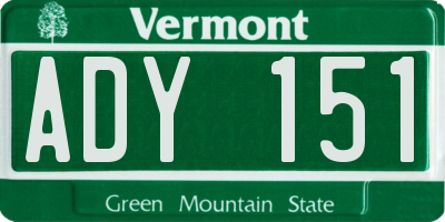 VT license plate ADY151