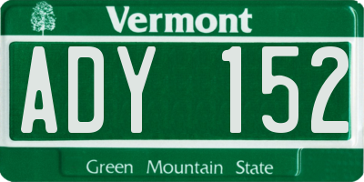 VT license plate ADY152